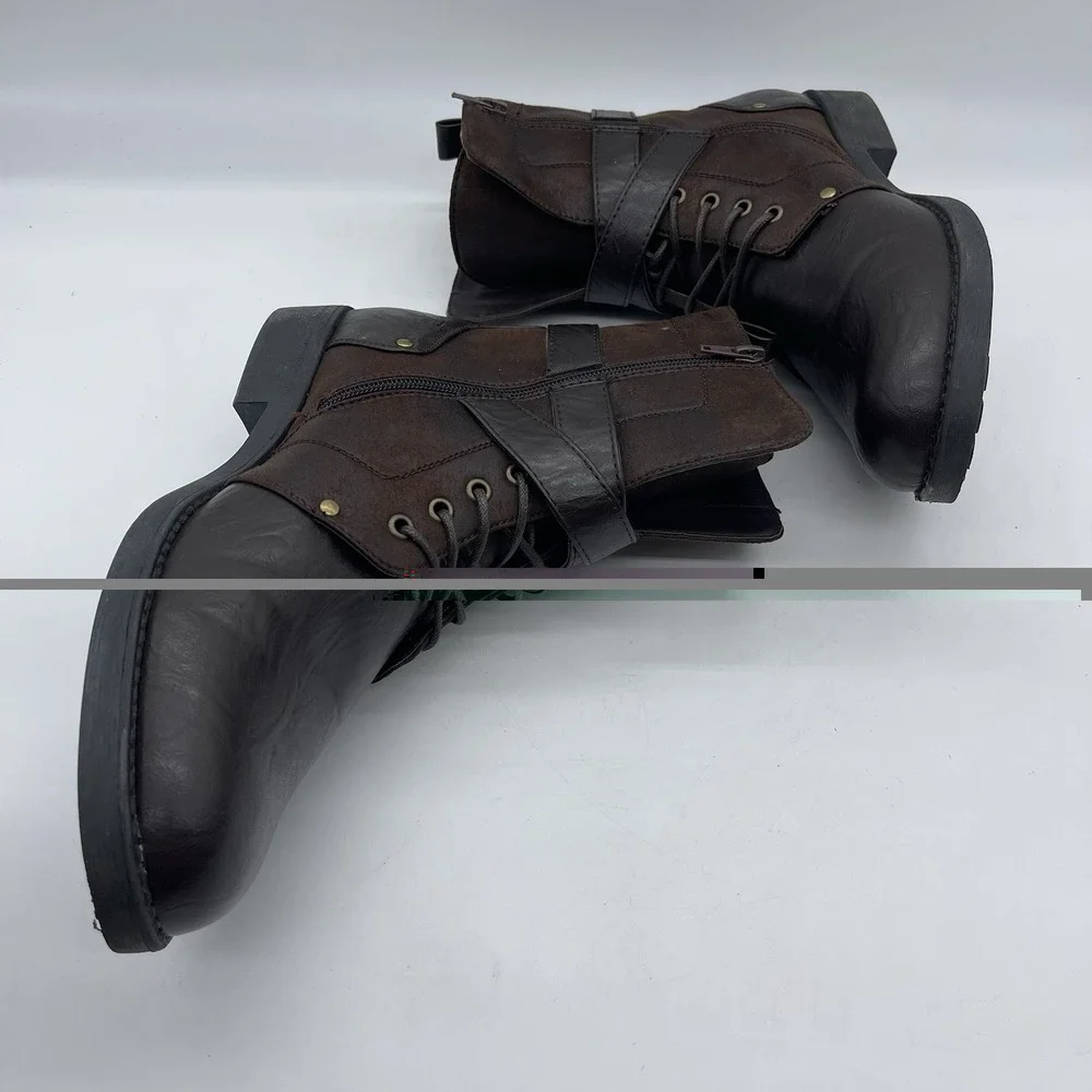 ARider Antonio-01 Men's Size 9.5 Moto Leather Boots Dark Brown Casual Shoes